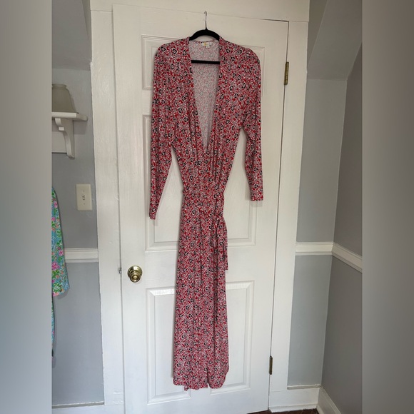 Boden Jersey Wrap Maxi Dress in Tomato Clover Swirl | Size 20/22 | Flattering - Picture 3 of 10